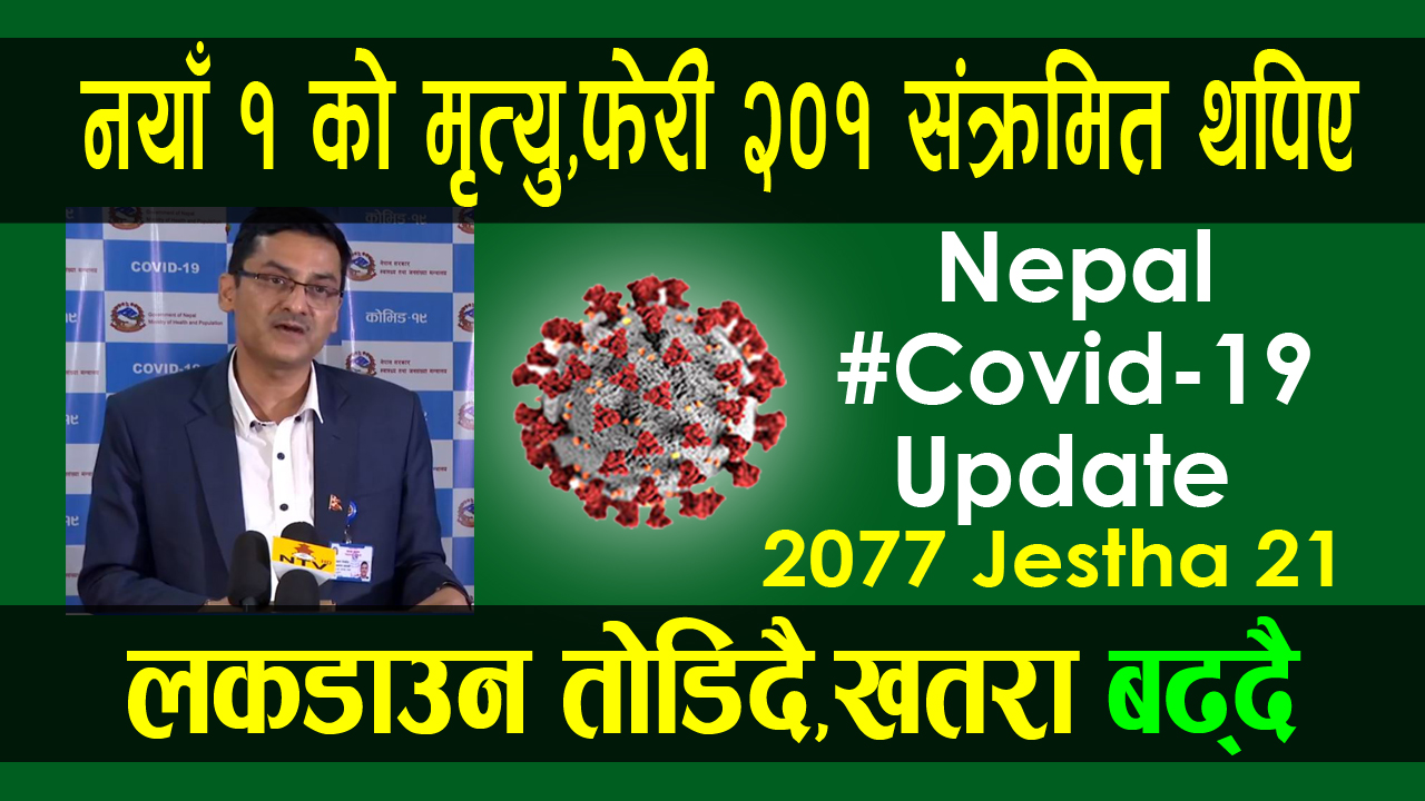 के हुन लाग्यो नेपालमा ? फेरी १ को मृत्यु, दिनहु २०० को हाराहारीमा संक्रमित बढ्दै ! २०७७ जेठ २१ को कोरोना अपडेट